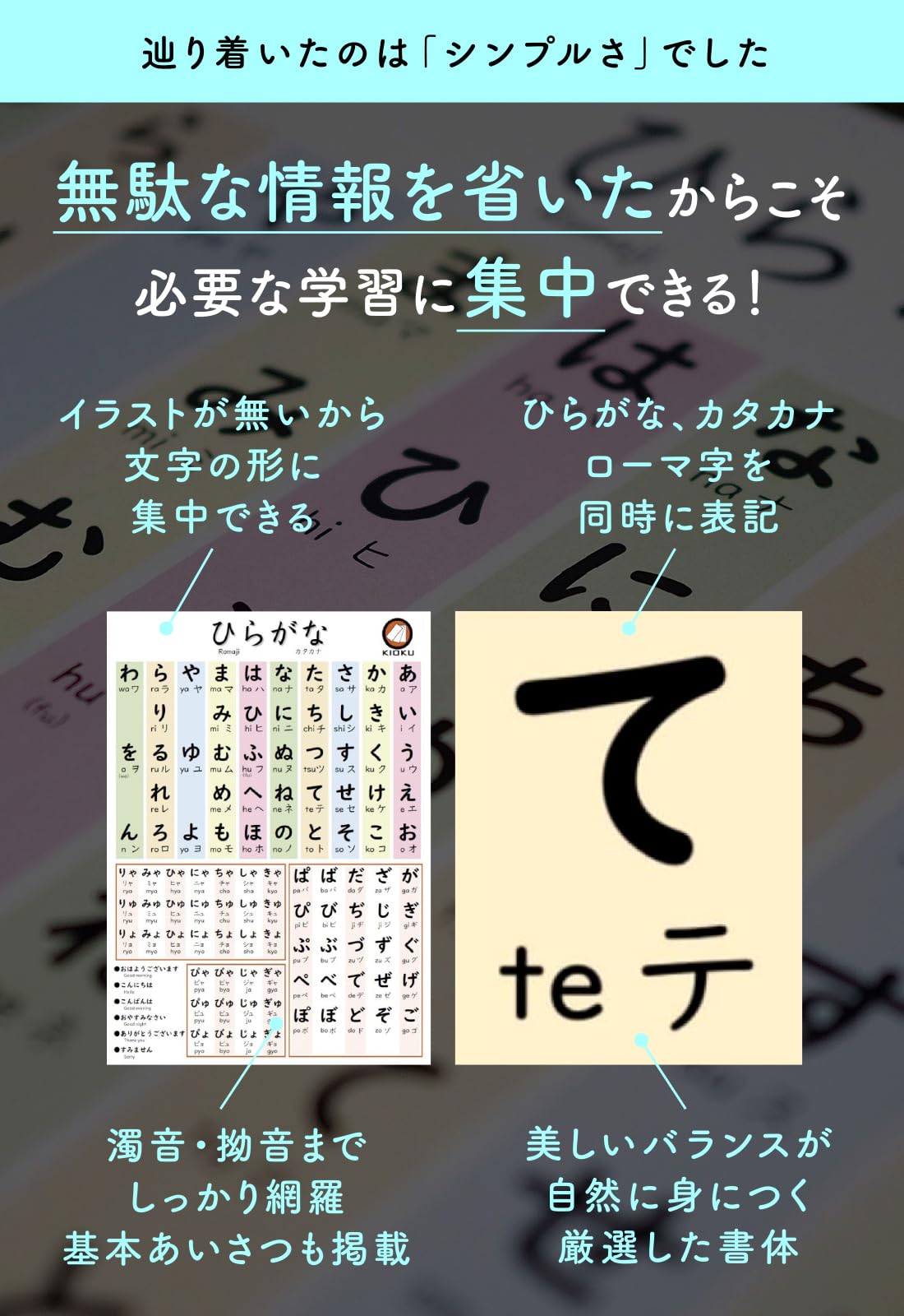 Amazon.co.jp: KIOKU ひらがな カタカナ 防水 ポスター 日本製